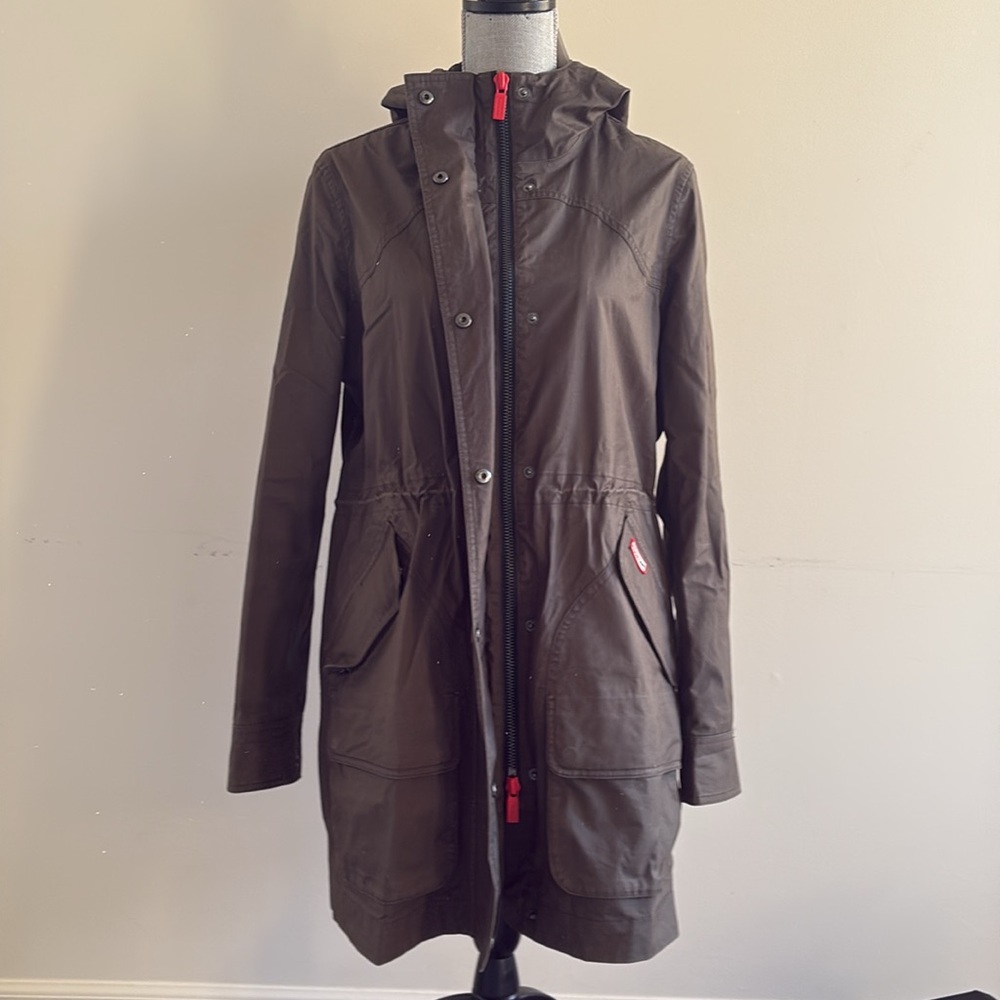 HUNTER Adela Waterproof Jacket, Hunter Green, Sz M